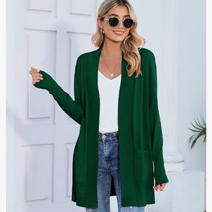 Long Kelly green cardigan